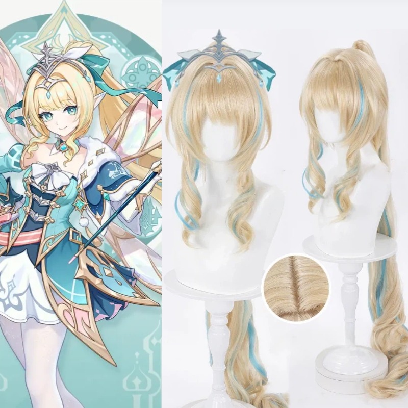 Anime Cosplay Wig Heat Resistant - วิกคอสเพลย์เกม Genshin Impact ตัวละครเวสนา สตริโวซา วิกผมยาว