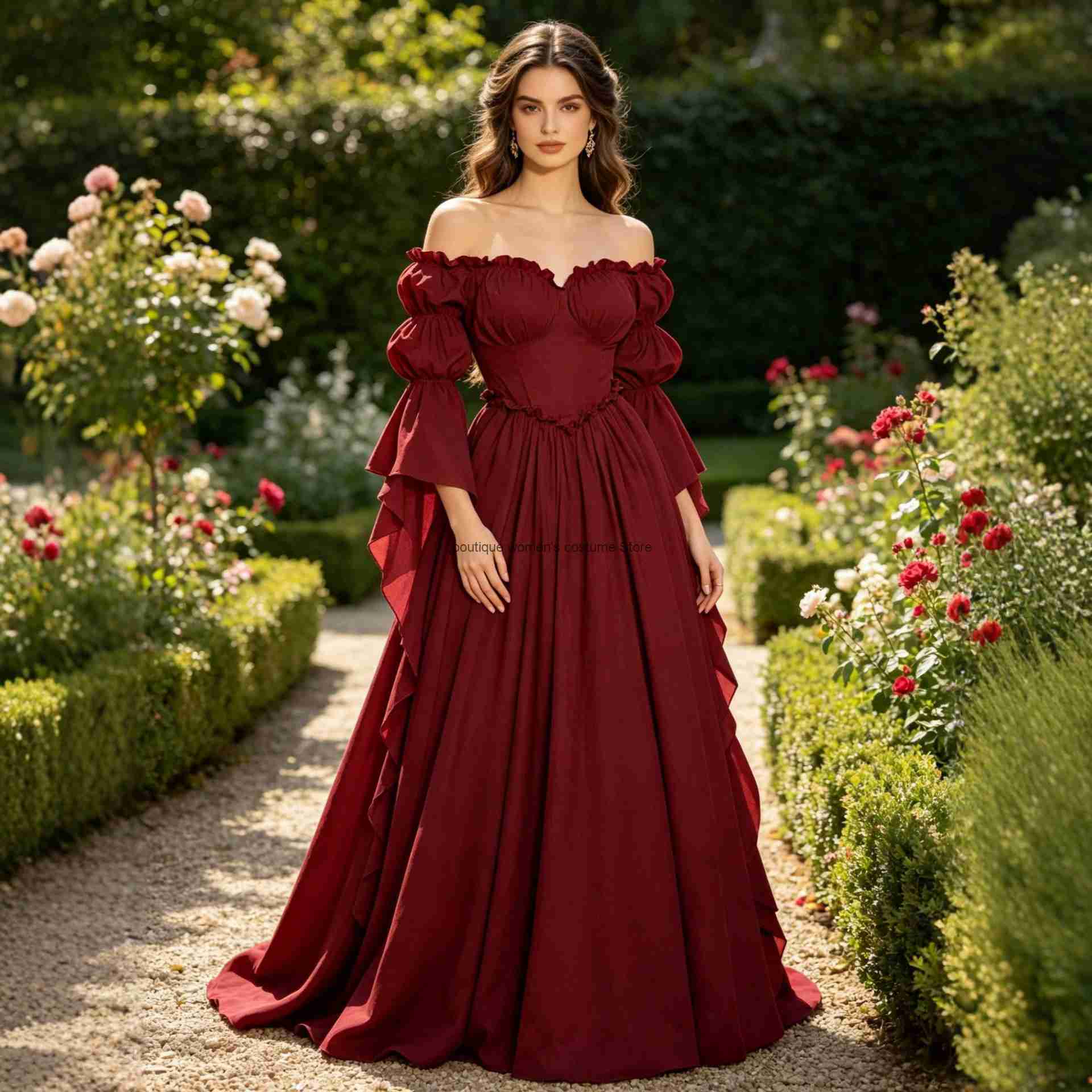 ชุดเดรสยาวสไตล์ยุคกลางและยุคฟื - Medieval Renaissance Dress Women บทวิจารณ์และราคา