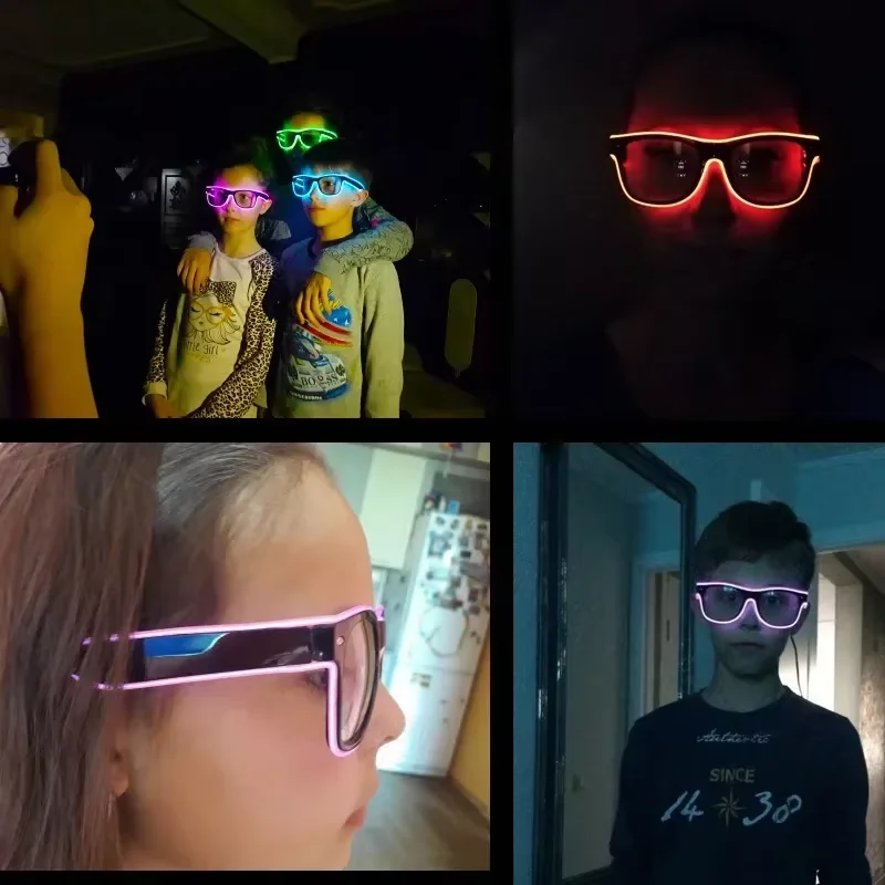 แว่นตาเรืองแสงนีออน LED สาย EL - Glow In The Dark Party Glasses บทวิจารณ์และราคา