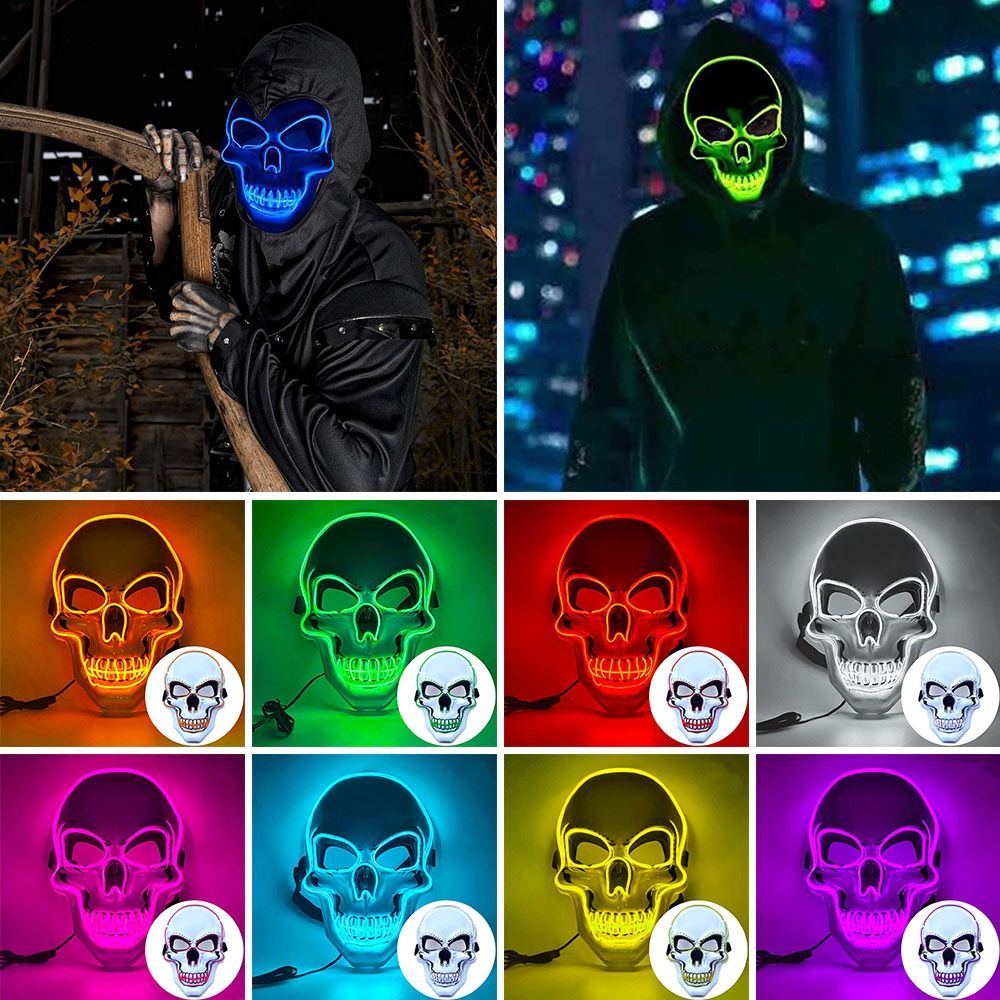 แฟชั่นหน้ากากกะโหลกฮาโลวีน ไฟ  - Led Purge Mask Halloween บทวิจารณ์และราคา