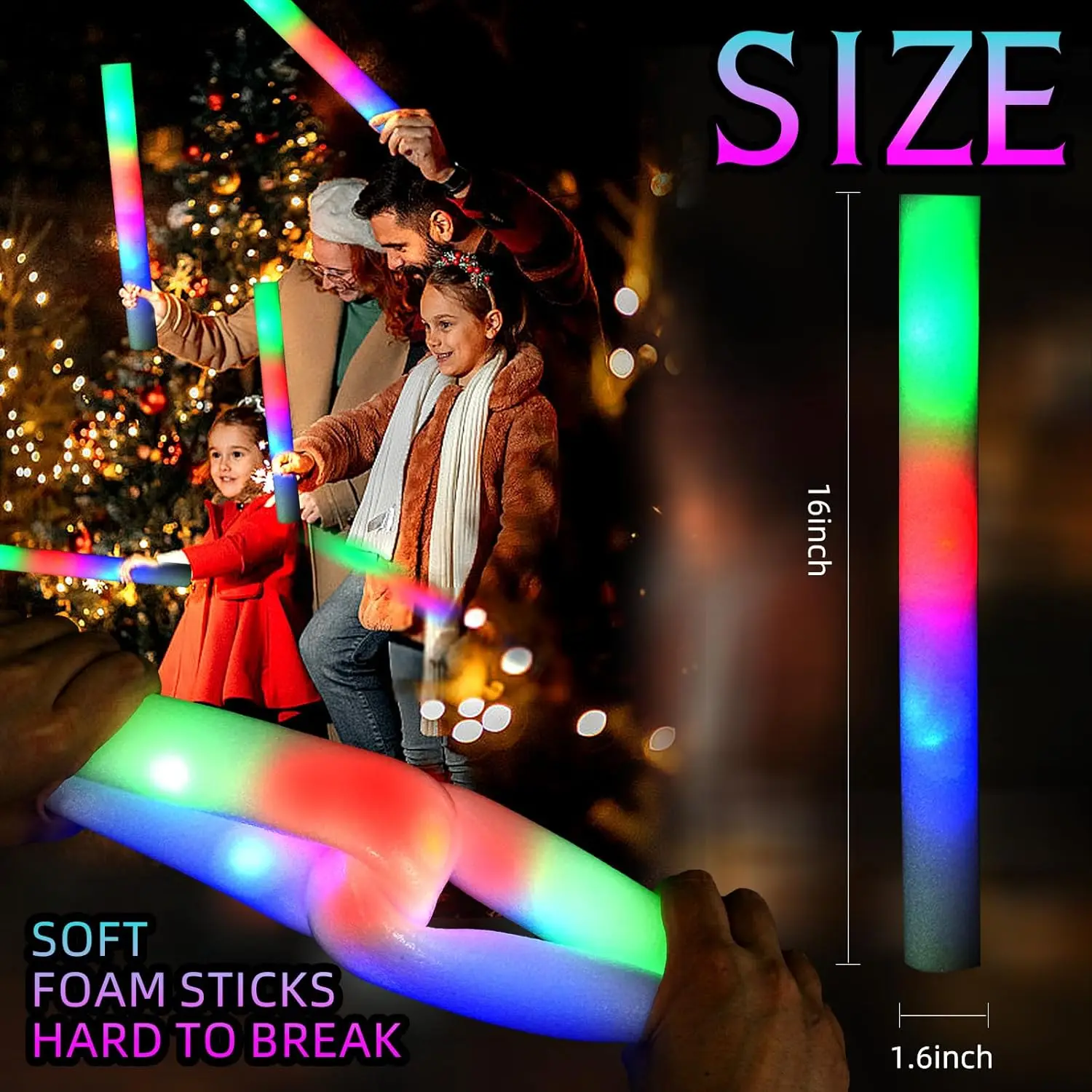 แท่งโฟมเรืองแสง 30 ชิ้น 3 โหมด - Flashing Led Foam Sticks Party บทวิจารณ์และราคา